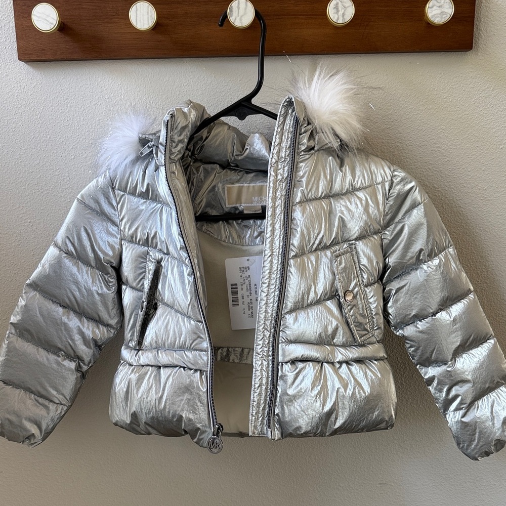 Michael Kors Silver Puffer Jacket for Kids